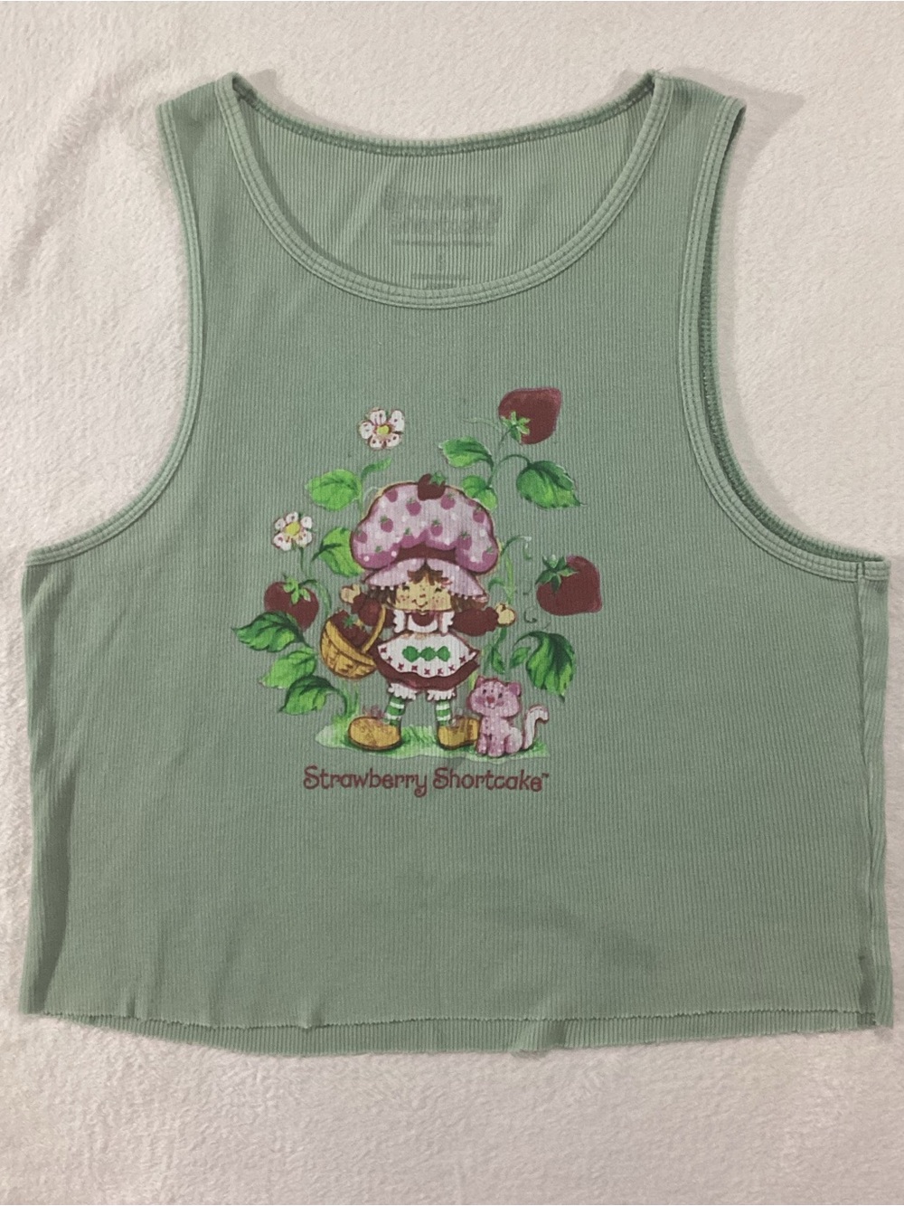 Urban Outfitters Desert Dreamer Green Strawberry Shortcake Crop Knit Vest Sm
